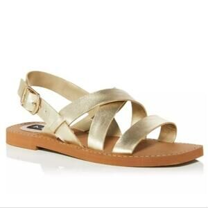 AQUA Rai Metallic Gold Strappy Slingback Sandals Size 7 NWT Dressy Wedding